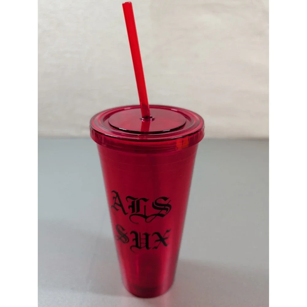 All Sux Red Translucent 20oz Tumbler Cold Cup with Lid and Straw Gothic Font